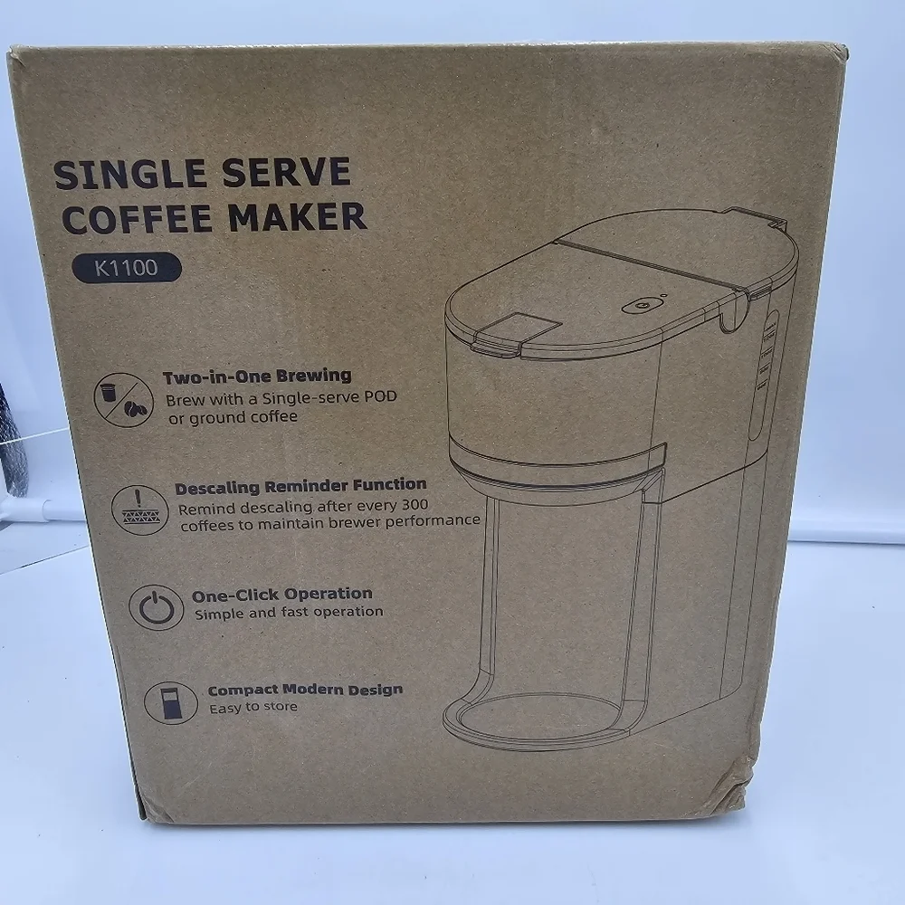 🆕Single Serve Coffee Maker–K-Pod & Ground Coffee Compatible – 6–12oz Brew BLACK